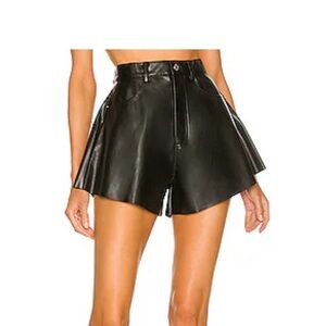 WeWoreWhat Black Vegan Leather Flare Bell Shorts size 25 NWT